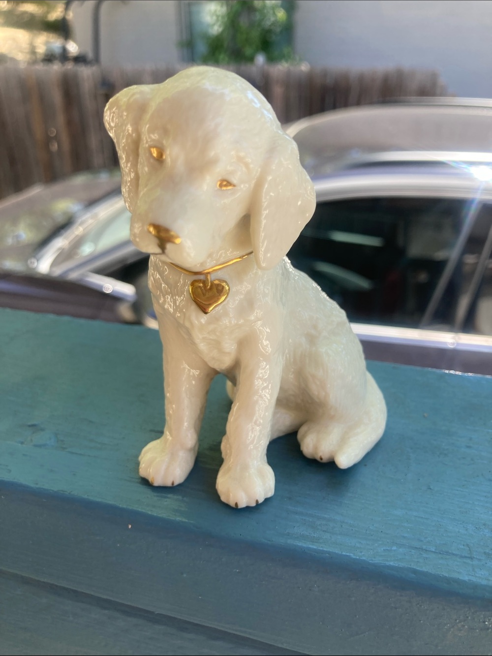 Lenox White Ceramic Puppy Figurine with Gold Heart Tag